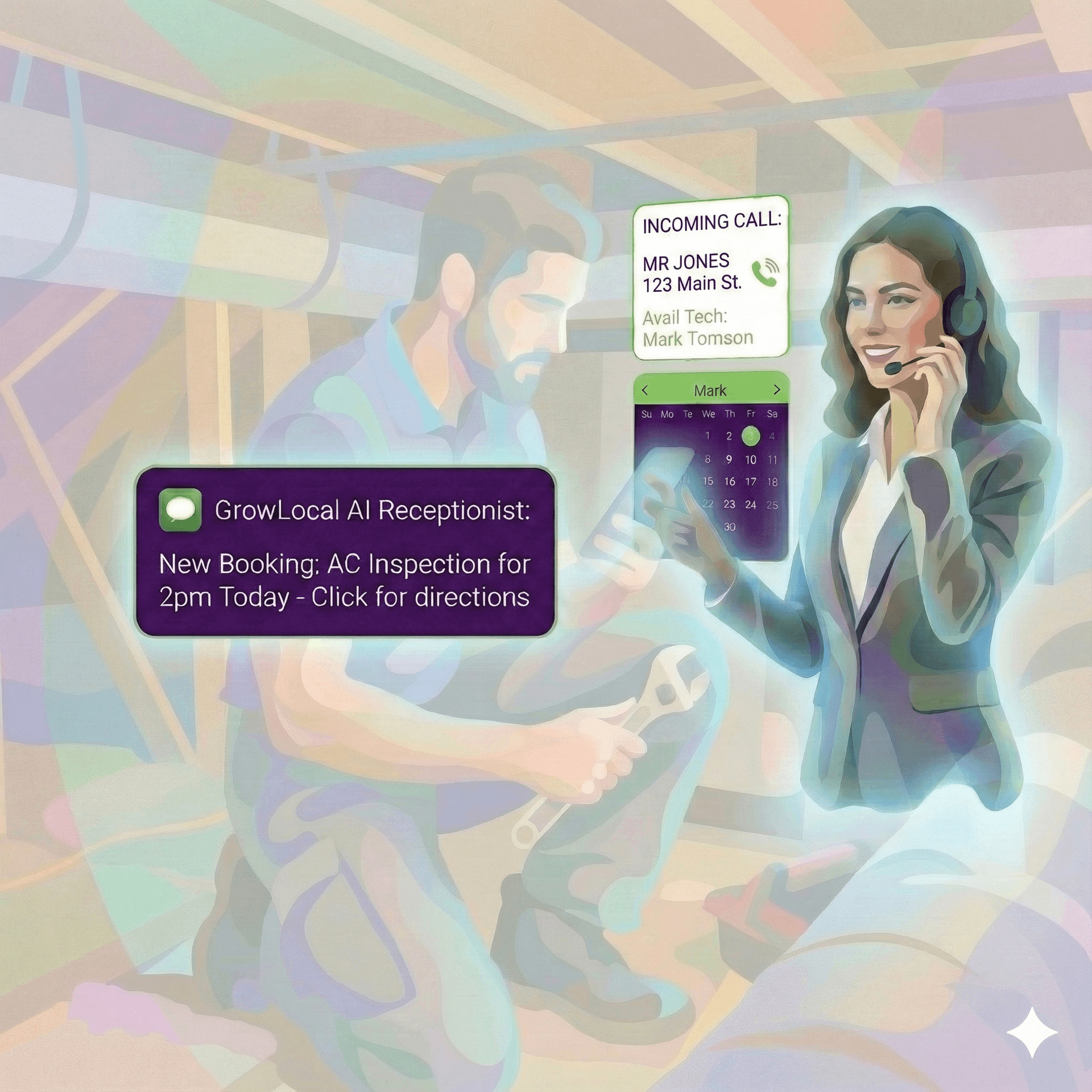 Professional plumber using tablet on job site with water heater installation